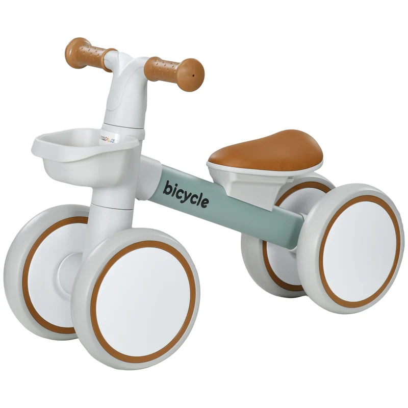 Draisienne 4 roues enfant 56 x 27 x 39 cm selle réglable guidon très ergonomique scandinave en alliage d'aluminium vert 21_0000564