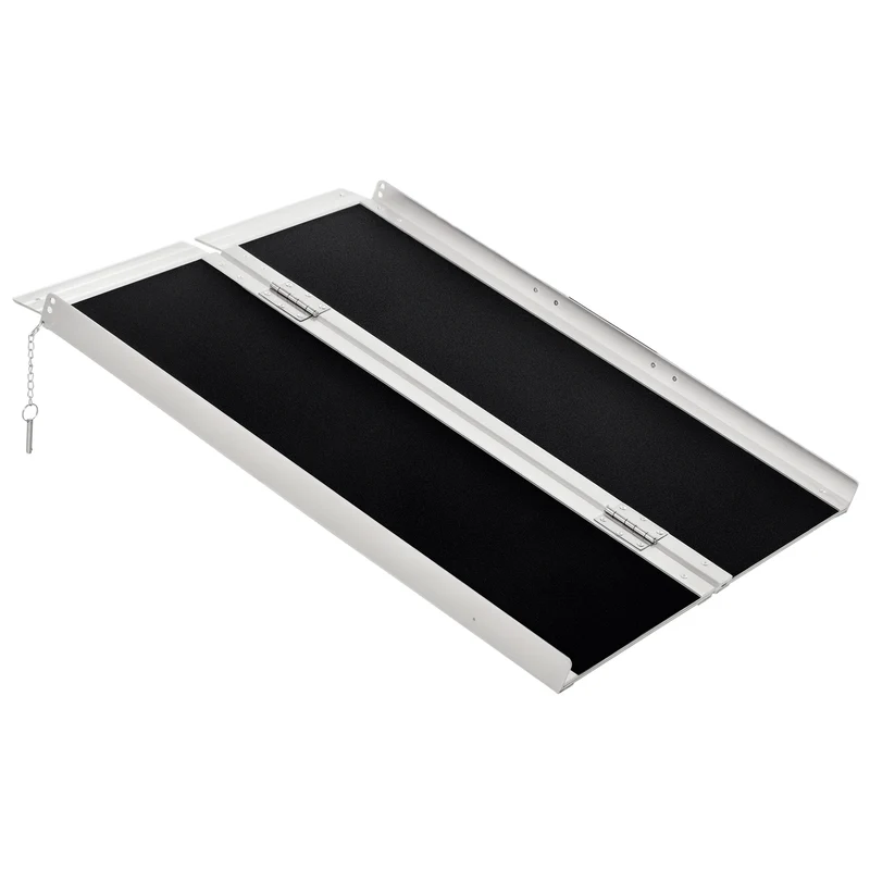 Rampe d'accès fauteuil roulant 91 x 72 x 5 cm surface antidérapante pliable moderne contemporain entrée en aluminium noir 21_0000871