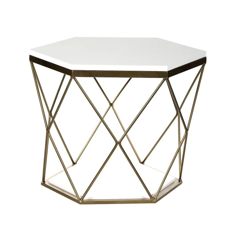 Mesa auxiliar madera y acero dorado Circon