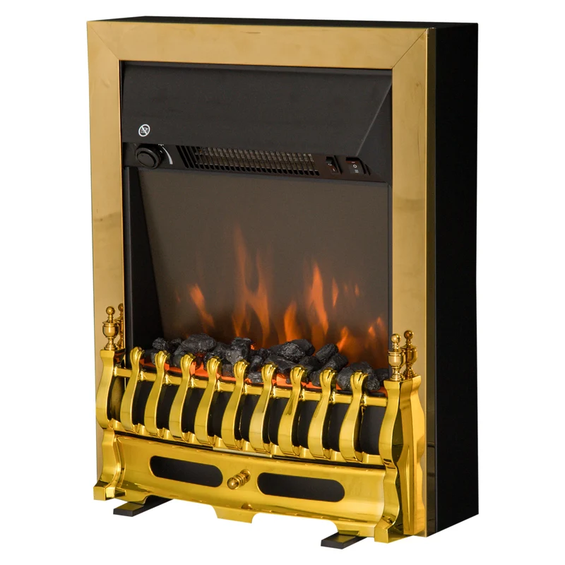 Cheminée électrique salon néo rétro 48,2 x 18,5 x 59,2 cm flammes réalistes thermostat 1000-2000W épuré en métal noir 21_0001093