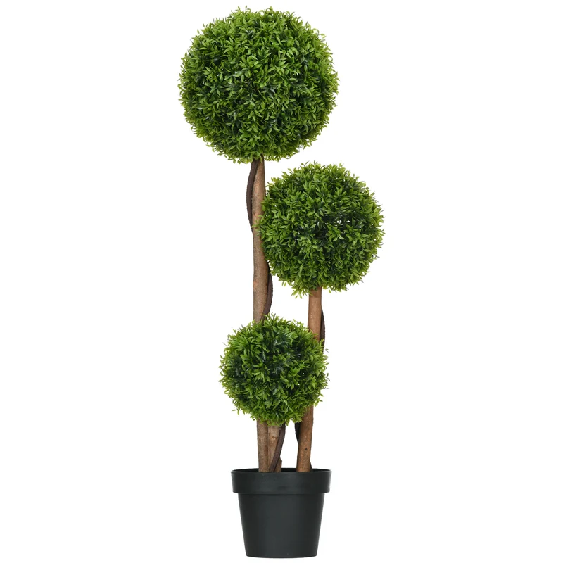 Arbre artificiel boules buis intérieur 27 x 27 x 110 cm entretien minimal réaliste contemporain en polyéthylène vert 21_0001304