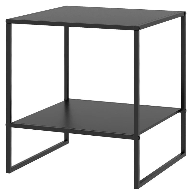 Table basse d'appoint carrée salon 40 x 40 x 45 cm plateau spacieux étagère pratique design industriel en acier noir 21_0003145