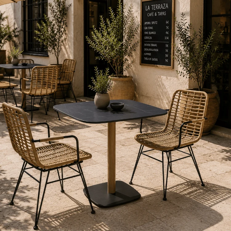 Silla comedor ratán Yako con brazos natural