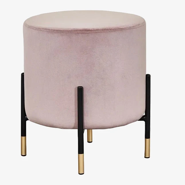 Taburete puff bajo Enid terciopelo