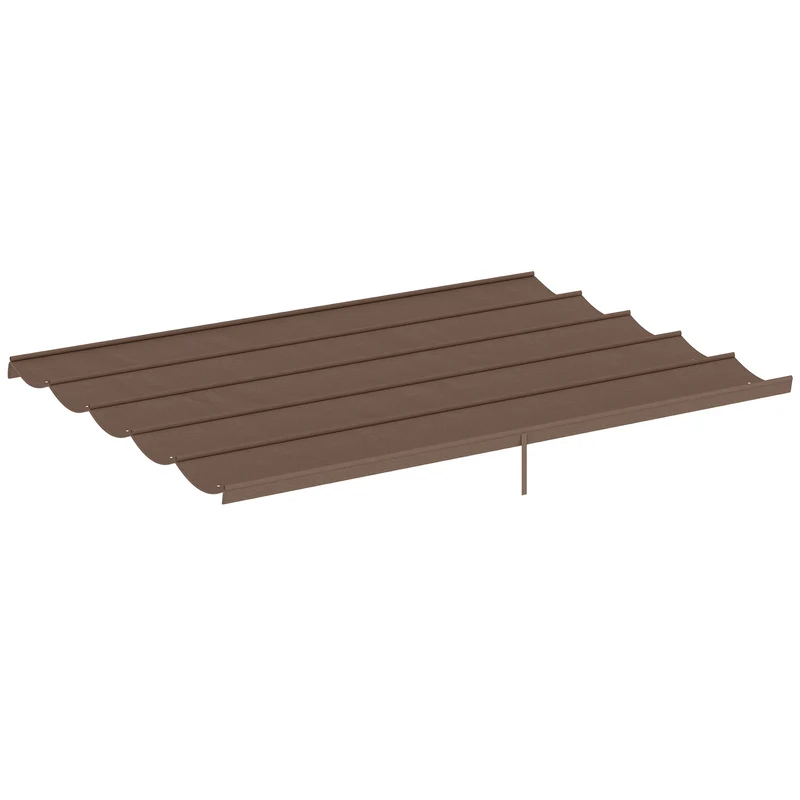 Toile de toit pergola 350 x 260 cm protection solaire évacuation eau design extérieur avec œillets en polyester café 21_0004807