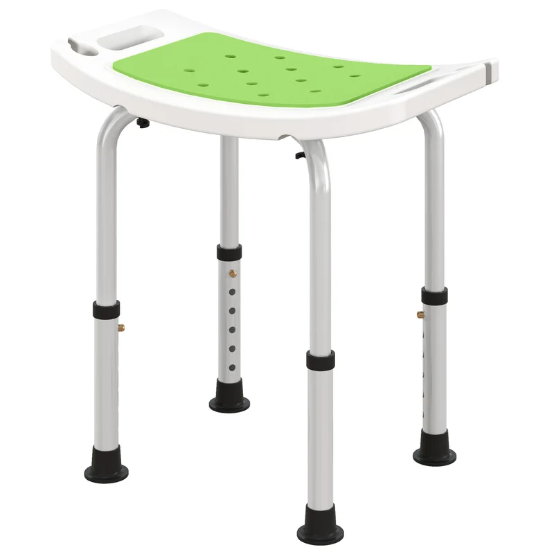 Siège de douche réglable salle de bain 52 x 31 x 39-52 cm pieds antidérapants capacité 135 kg épuré en aluminium blanc 21_0000867