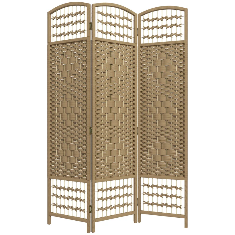 Paravent intérieur séparateur de pièce 3 panneaux 120 x 170 cm pliable intimité contemporain épuré en bois massif naturel 21_0001274