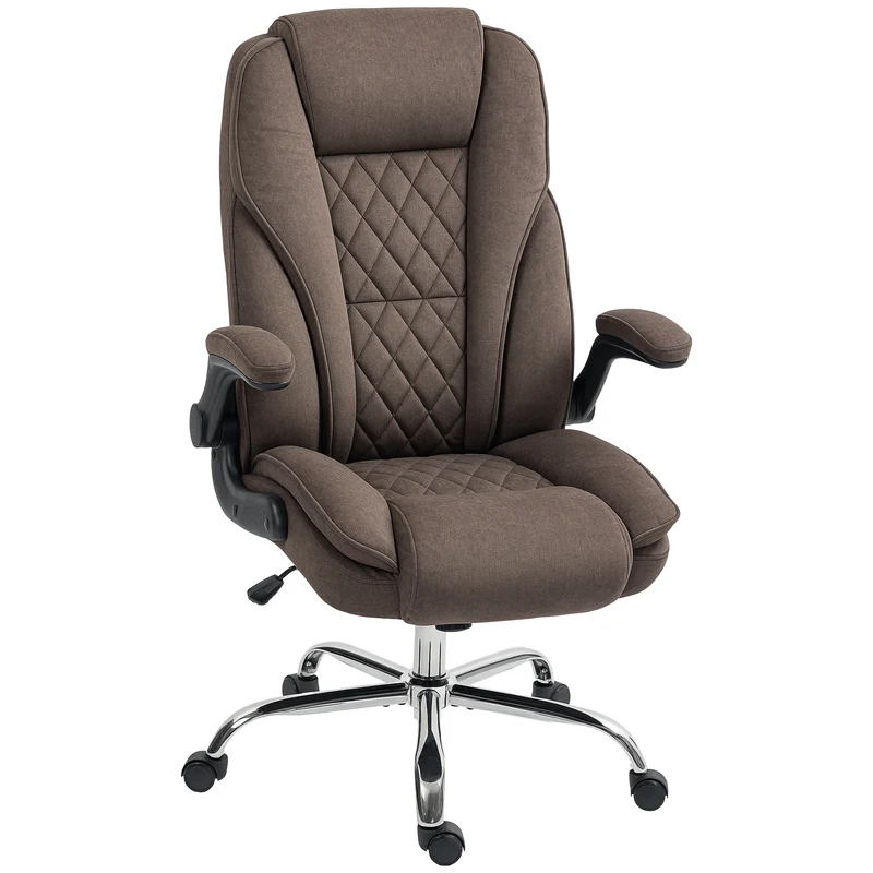 Fauteuil de bureau ergonomique 70 x 70 x 114-122 cm accoudoirs relevables hauteur réglable moderne en velours marron 21_0006286