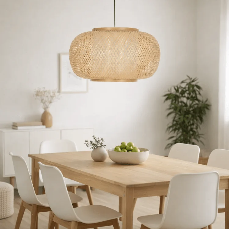 Lámpara de techo mimbre natural trenzado Loana
