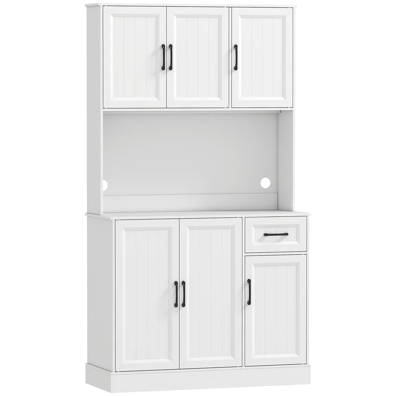 Meuble de cuisine 100 x 39.5 x 180.5 cm plan de travail étagères réglables moderne scandinave finition mate en MDF blanc 21_0003366