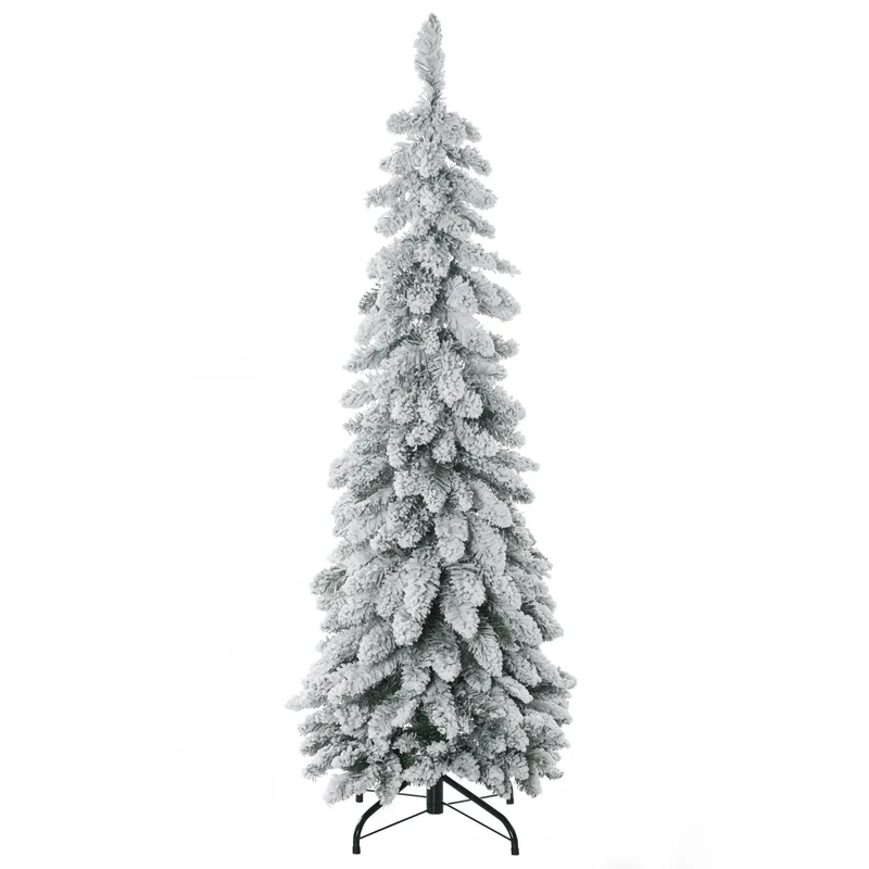 Arbre de noël artificiel salon 50 x 135 cm 253 branches enneigées montage rapide cosy scandinave en plastique vert 21_0001284