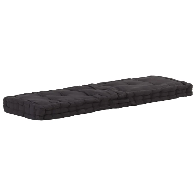 Coussin de plancher de palette Coton matelas de sol 120x40x7 cm Noir DEC021807