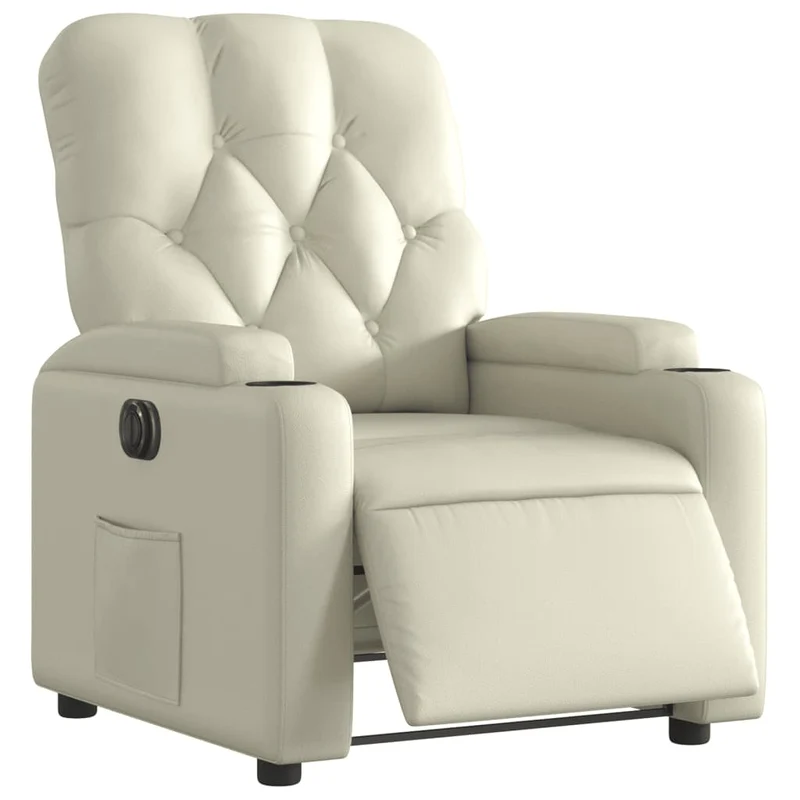 Fauteuil relax TV fonction d'inclinaison électrique très confortable en PVC crème DEC028265