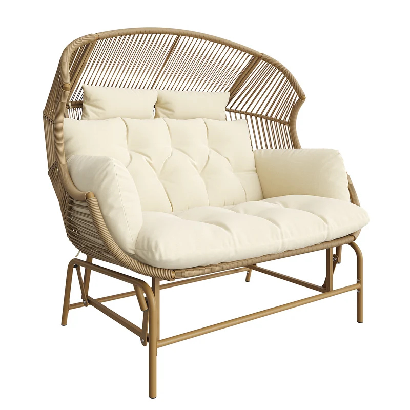 Fauteuil de jardin 2 places en rotin PE coussins confort 145x85x143cm NIMBUSLCA