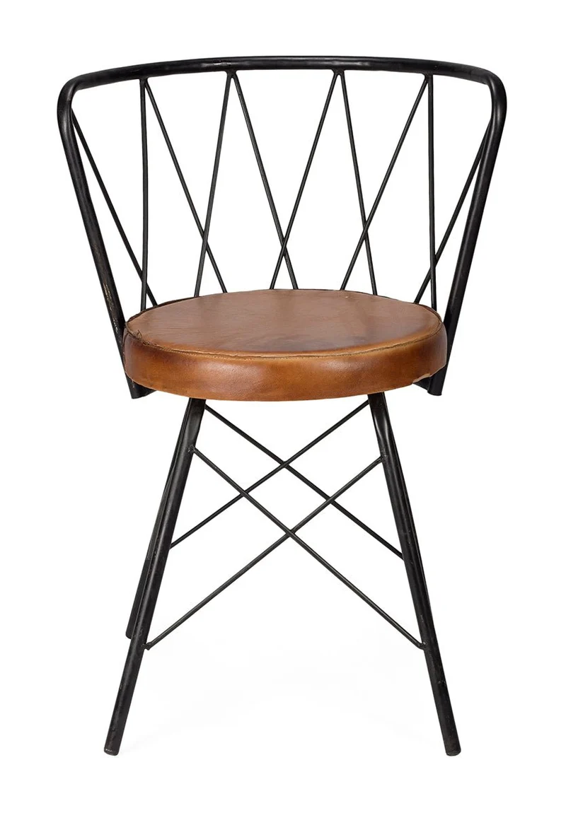 Silla Vintage cuero acero negro Zonica