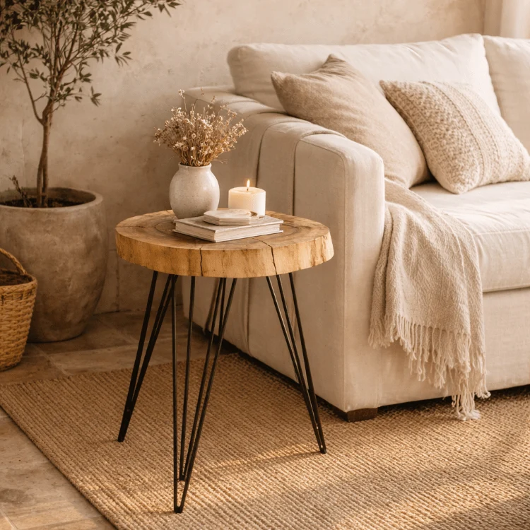 Mesa auxiliar vintage Tronc madera natural