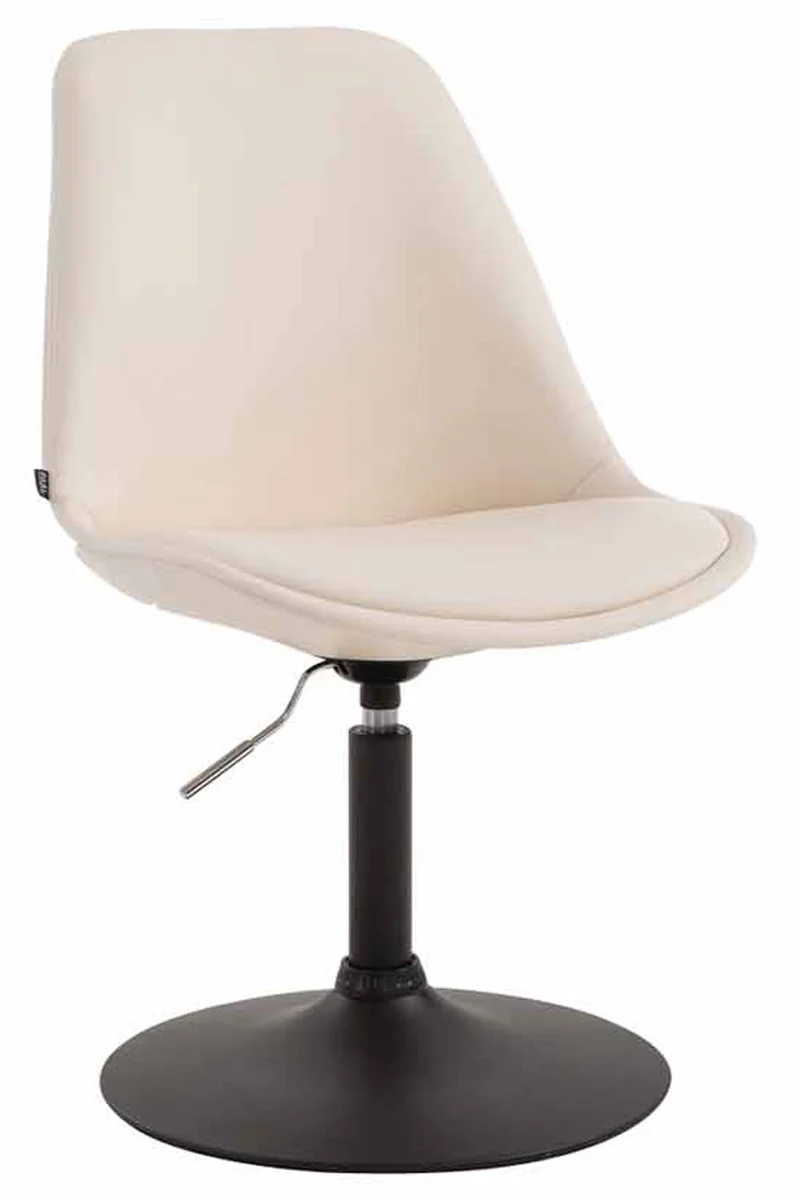 Chaise de salle à manger x1 pivotante hauteur réglable en PVC crème et pied trompette en métal noir 10_0003758
