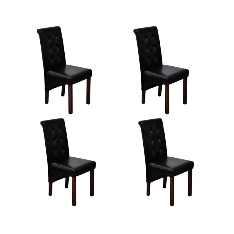 Lot de 4 chaises de salle à manger cuisine capitonné design classique en synthétique noir CDS021799