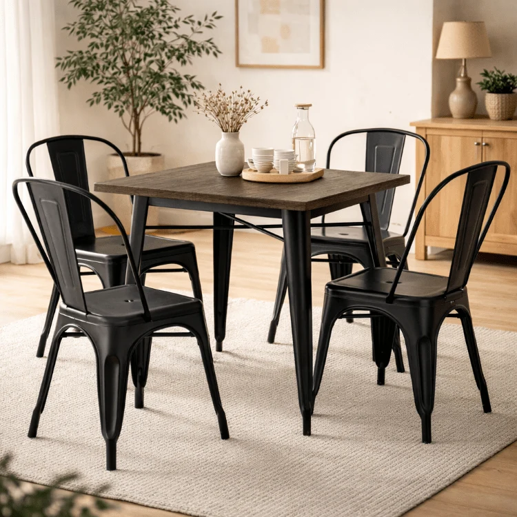 Mesa comedor industrial Tolux Madera negro mate