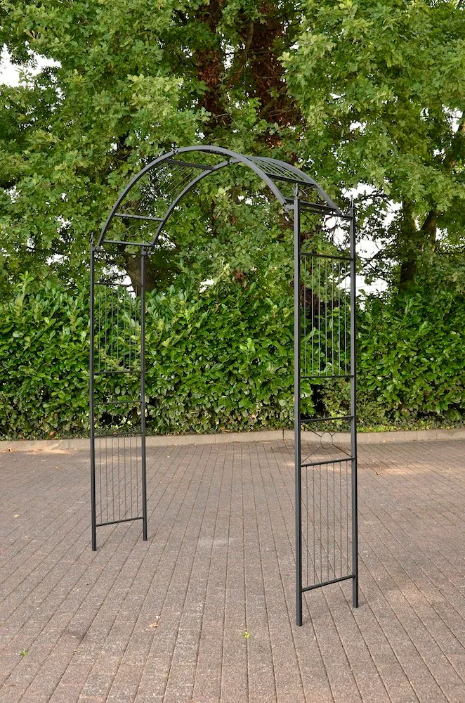 Arche de jardin pour rosiers et plantes grimpantes largeur réglable en métal noir 10_0003932