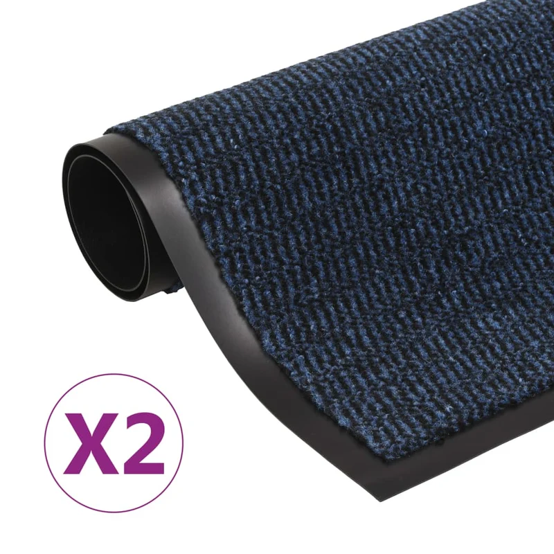 Lot de 2 paillassons rectangulaires 120 x 180 cm Bleu DEC023172