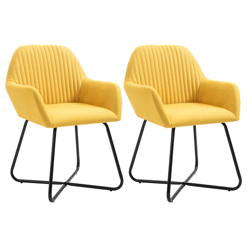 Lot de 2 chaises de salle à manger cuisine confortable stable et moderne en tissu jaune CDS020643