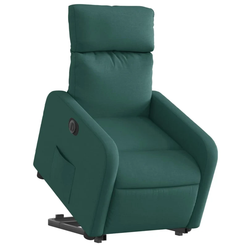 Fauteuil relax TV fonction de levage électrique très confortable en tissu vert foncé DEC028609