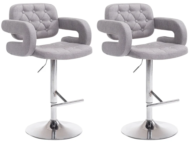 Lot de 2 tabourets de bar capitonné en tissu gris accoudoirs repose-pieds design moderne 10_0000678