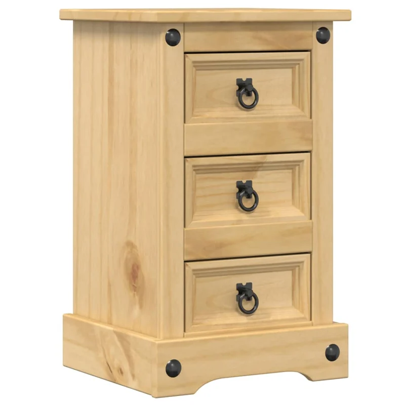 Table de chevet avec 3 tiroirs 35 x 32,5 x 58 cm bois de pin massif DEC033899