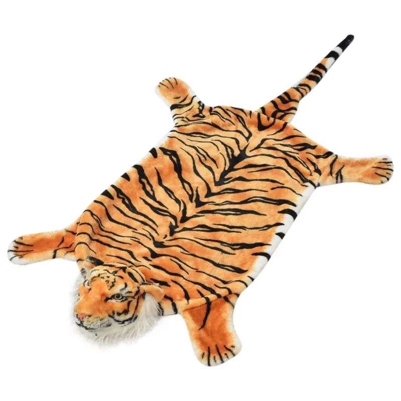 Tapis en peluche en forme de tigre 144 cm Marron DEC024171