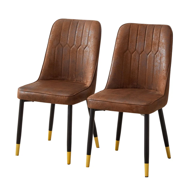 Lot de 2 chaises de salle à manger marron pieds noir et dorés CLARITYLSTRY