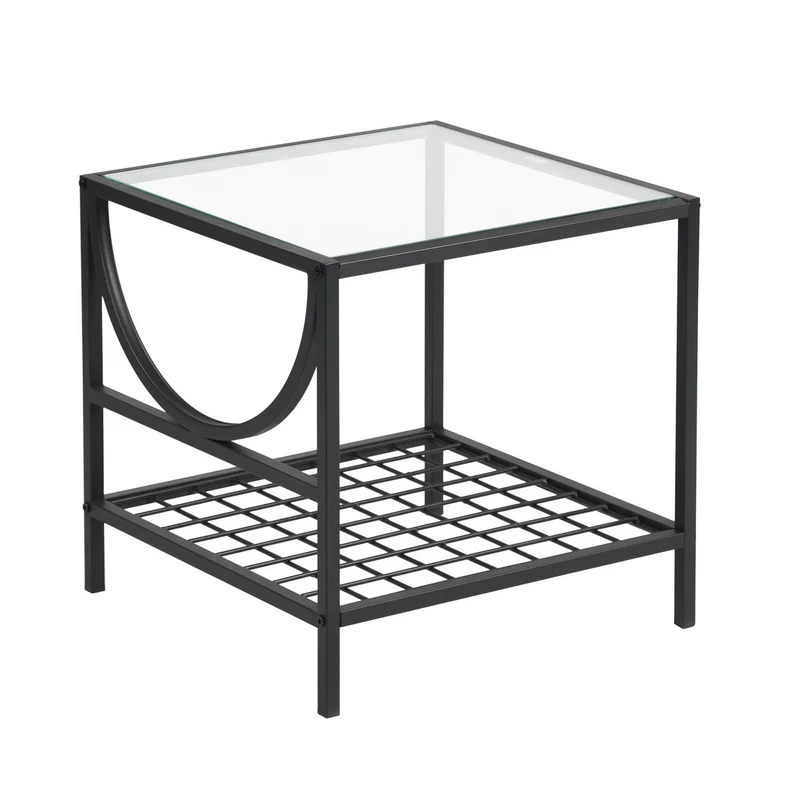 Bout de canapé moderne en verre et métal JANKIN END TABLE