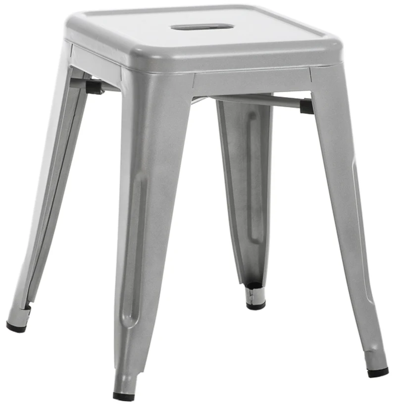 Tabouret hauteur 46 cm design industriel en métal argenté 10_0006877