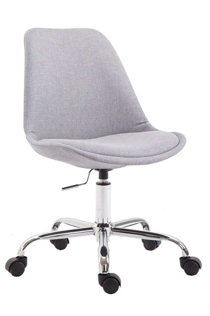 Chaise de bureau tabouret de travail sur roulettes hauteur réglable en tissu gris et métal chromé 10_0002684