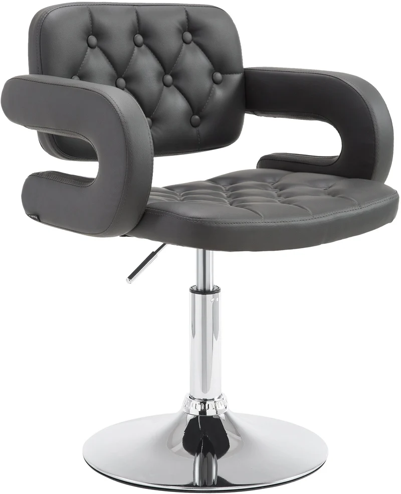 Chaise lounge fauteuil de bureau avec accoudoir capitonné hauteur réglable en PVC gris 10_0002797