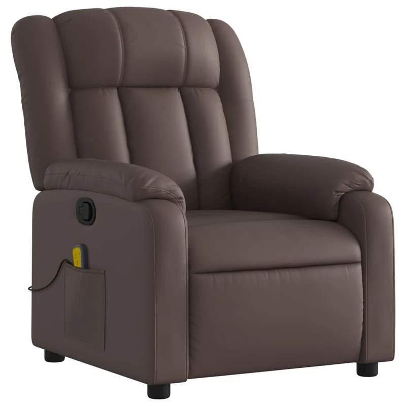 Fauteuil de relaxation TV fonction massage inclinable 6 points de massage en PVC marron DEC027001