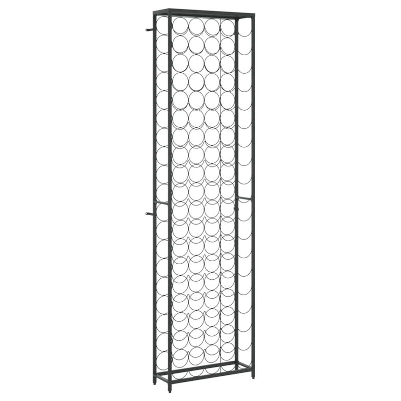Casier range bouteilles étagère de rangement vin de 95 bouteilles 54 x 18 x 200cm fer forgé noir DEC024281