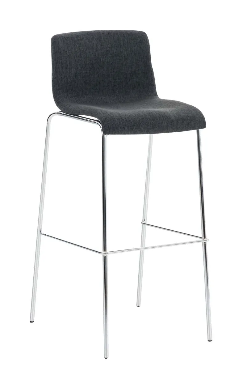 Tabouret de bar x1 design moderne repose-pied en tissu gris foncé sur 4 pieds en métal 10_0004949