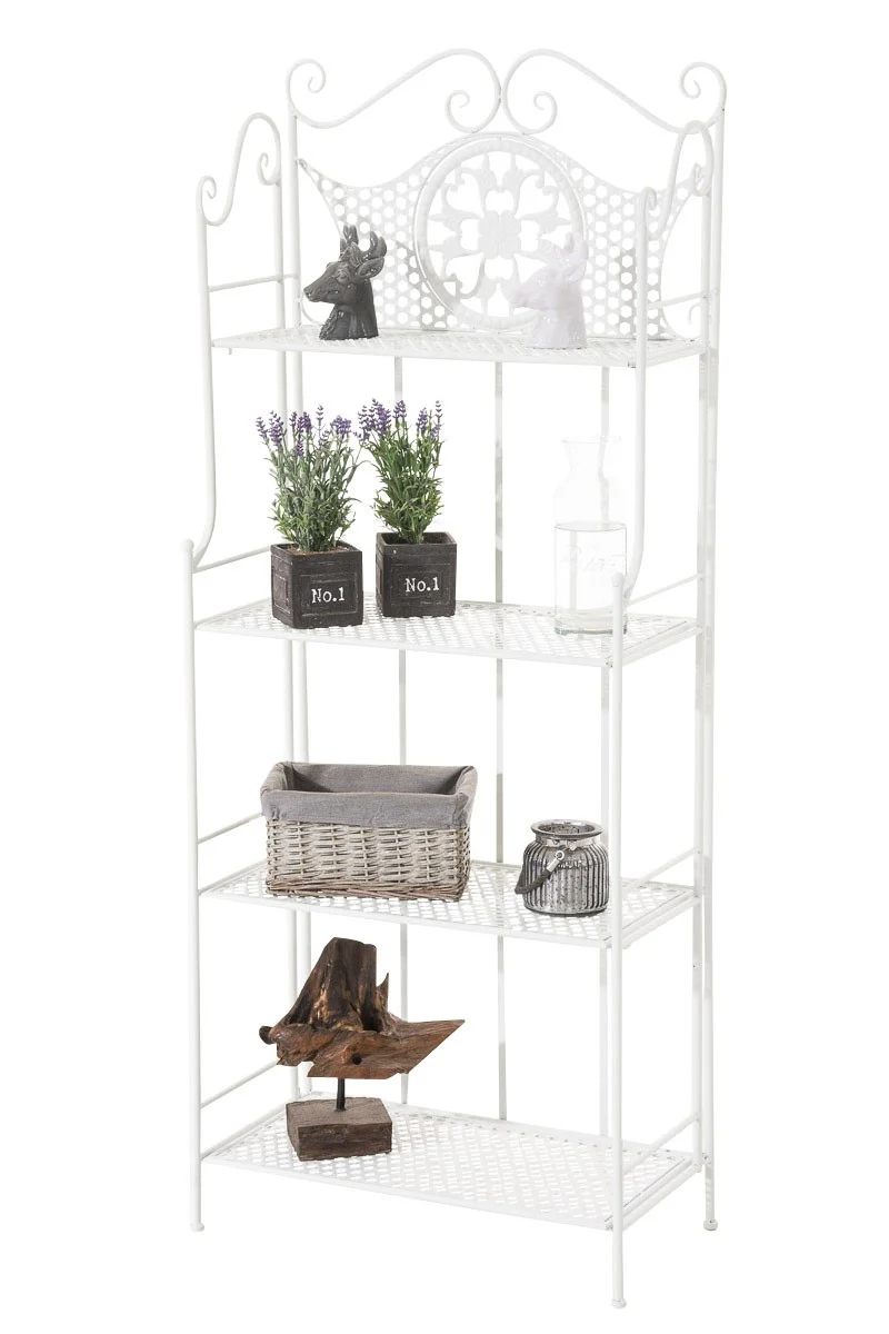 Etagère de rangement plantes 4 niveaux en fer 153x61x33 cm blanc ETA10021