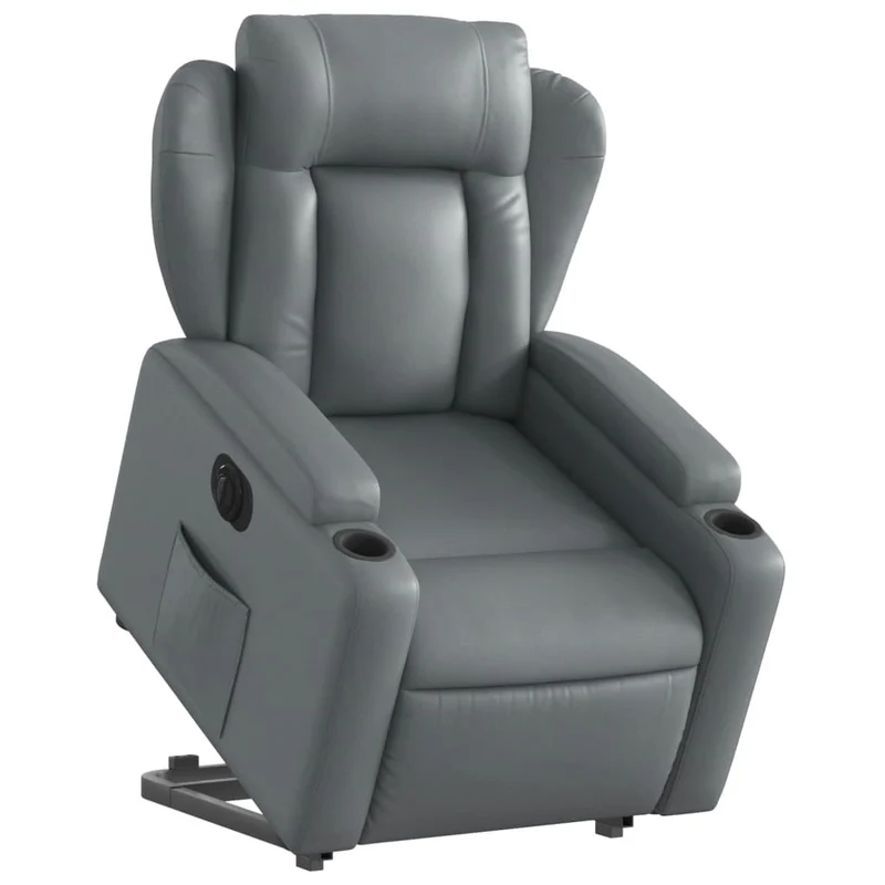 Fauteuil relax TV fonction de levage électrique très confortable en PVC gris DEC028383