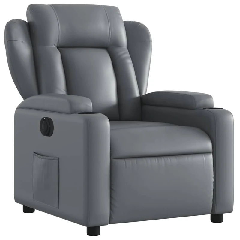 Fauteuil relax TV fonction d'inclinaison électrique très confortable en PVC gris DEC028388