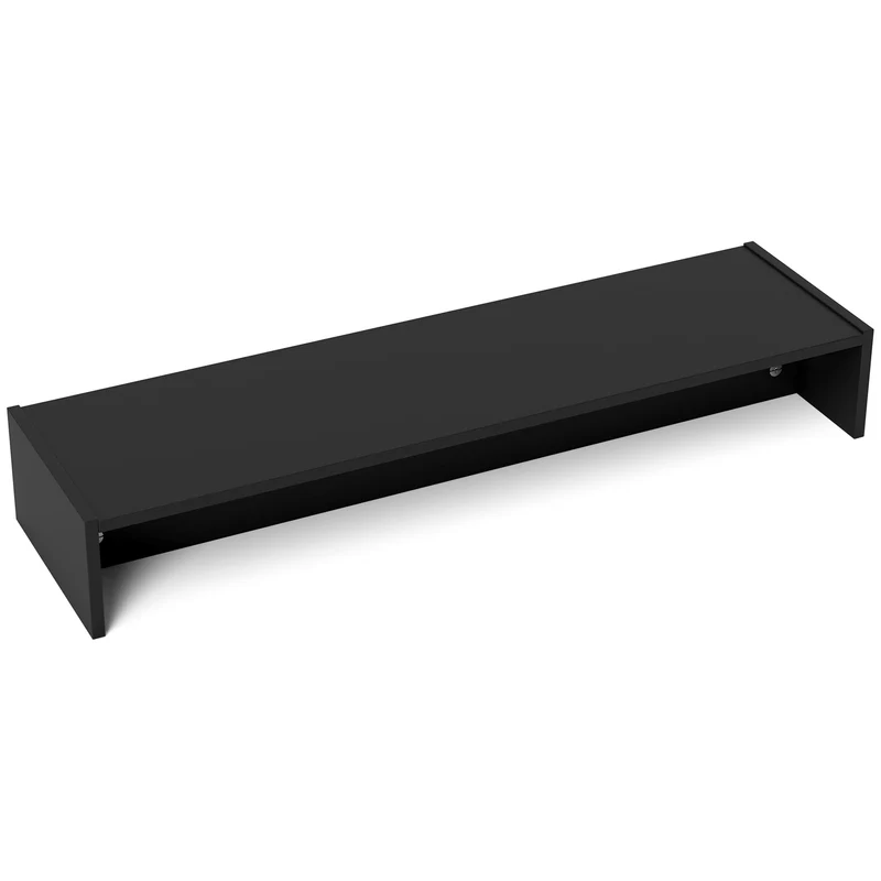 Rehausseur écran bureau 100 x 27 x 15 cm deux rangements gain ergonomique moderne épuré en panneau de particules noir 21_0006372