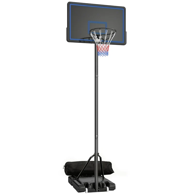Panier de basketball sur pied extérieur réglable 120 x 90 x 305 cm roues stabilité entraînement moderne en acier noir 21_0006620
