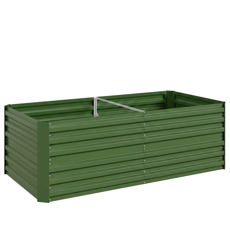 Carré potager rectangulaire jardin 180 x 90 x 59 cm antirouille montage rapide moderne épuré en acier galvanisé vert 21_0004281