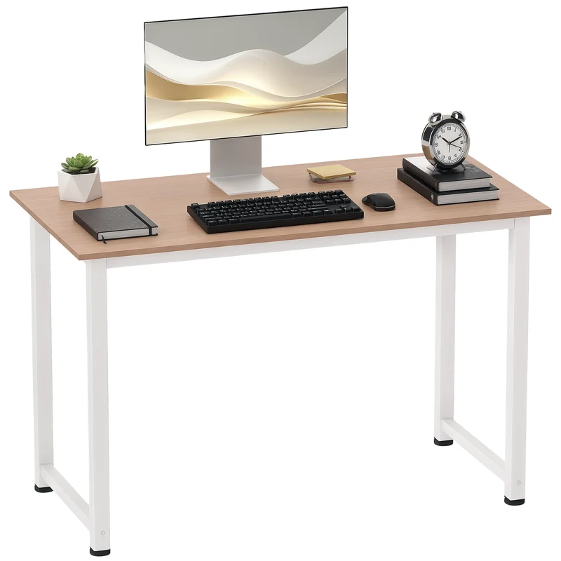 Table multifonction bureau 120 x 60 x 76 cm grand plateau stable piètements réglables design industriel en MDF chêne 21_0002419