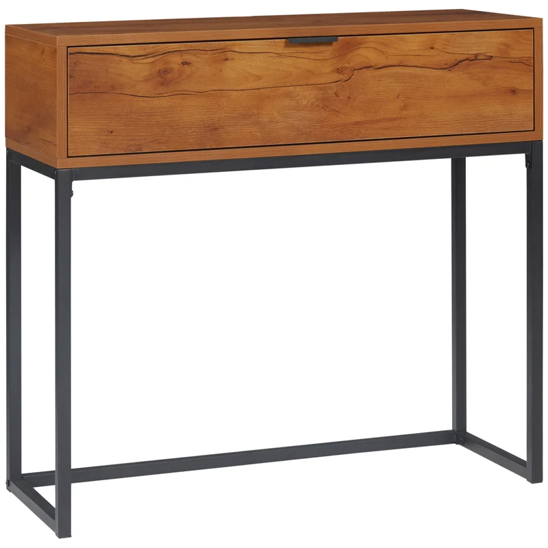 Table console entrée couloir 80 x 30 x 76 cm rangement tiroir gain de place moderne en panneau de particules marron 21_0002665