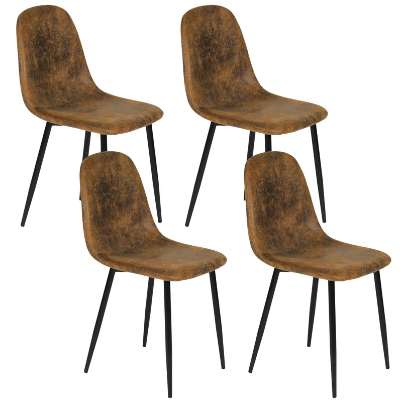 Lot de 4 chaises de salle à manger scandinaves vintage suede marron rétro CHARLTON SUEDE BROWN