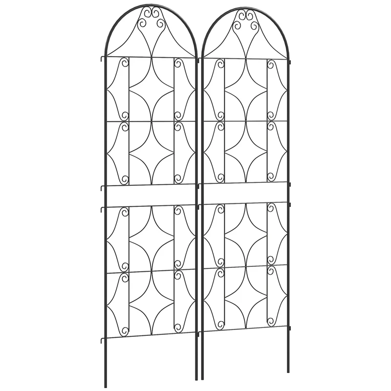 Lot de 2 treillis jardin pour plantes grimpantes 50 x 180 cm panneau d'intimité antirouille contemporain en métal noir 21_0005563