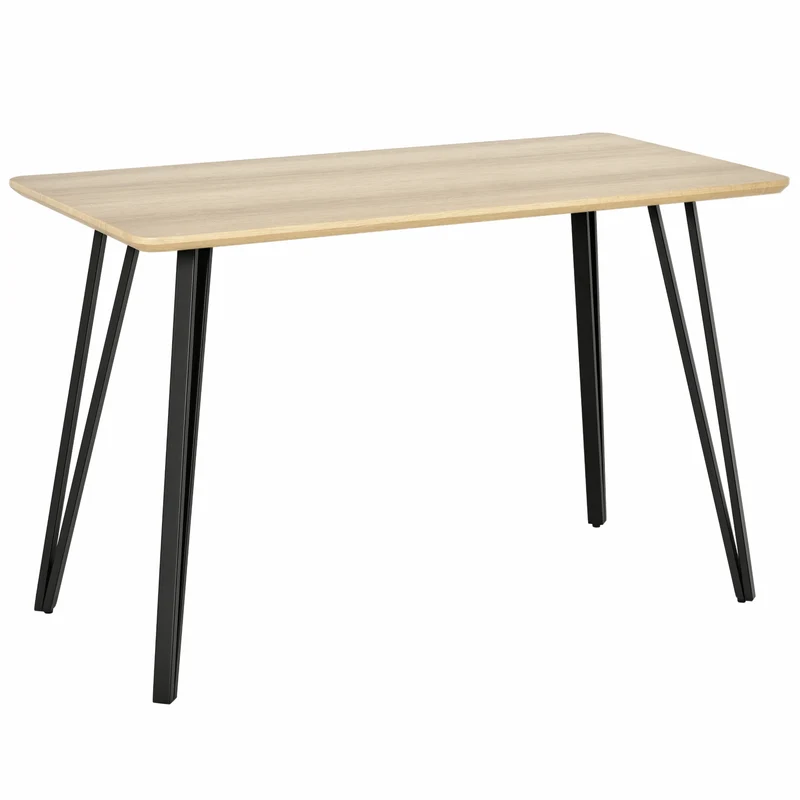 Table à manger rectangulaire 120 x 60 x 75 cm grand plateau pieds épingles stables design industriel en MDF chêne clair 21_0002219