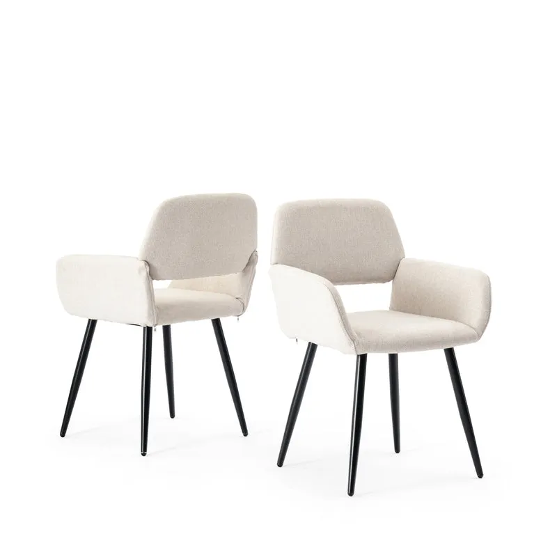 Lot de 2 chaises de salle à manger scandinaves tissu beige pieds noirs MAYFAIR BEIGE